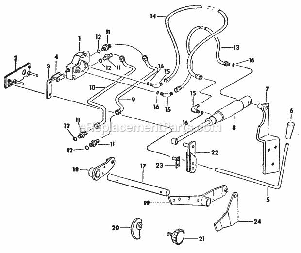 Hydraulic Lift Diagram and Parts List for 169 2050048U Cub Cadet Lawn Tractor